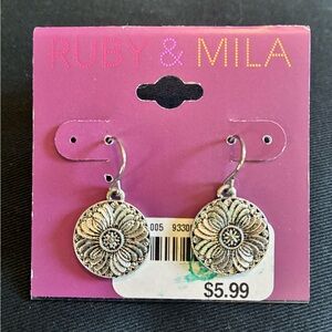 Silver Floral Drop Earrings